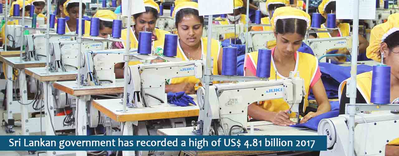 Sri Lankan government has recorded a high of US$ 4.81 billion 2017