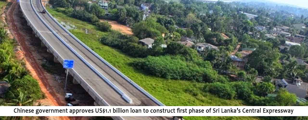 Chinese government approves US$1.1 billion loan to construct first phase of Sri Lanka’s Central Expressway