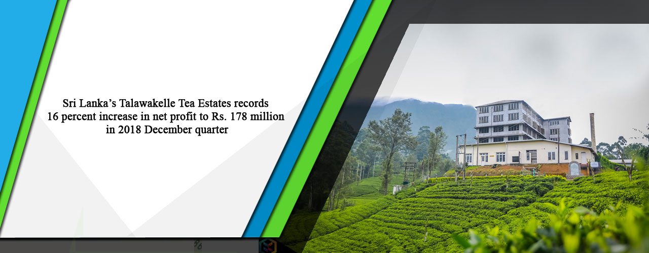 Sri Lanka’s Talawakelle Tea Estates records 16 percent increase in net profit to Rs. 178 million in 2018 December quarter