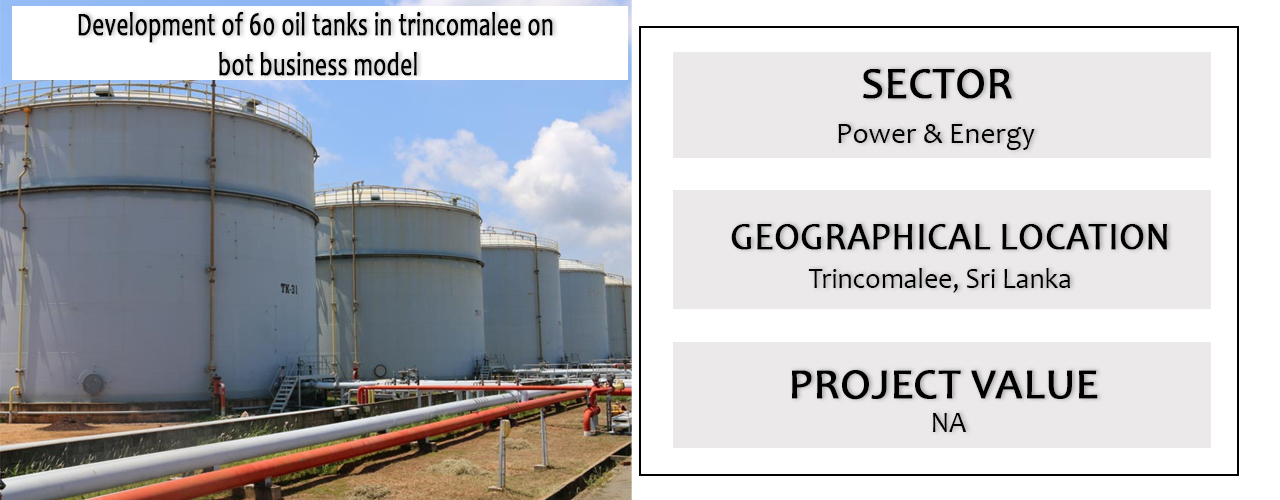 Development of 60 oil tanks in Trincomalee on bot business model