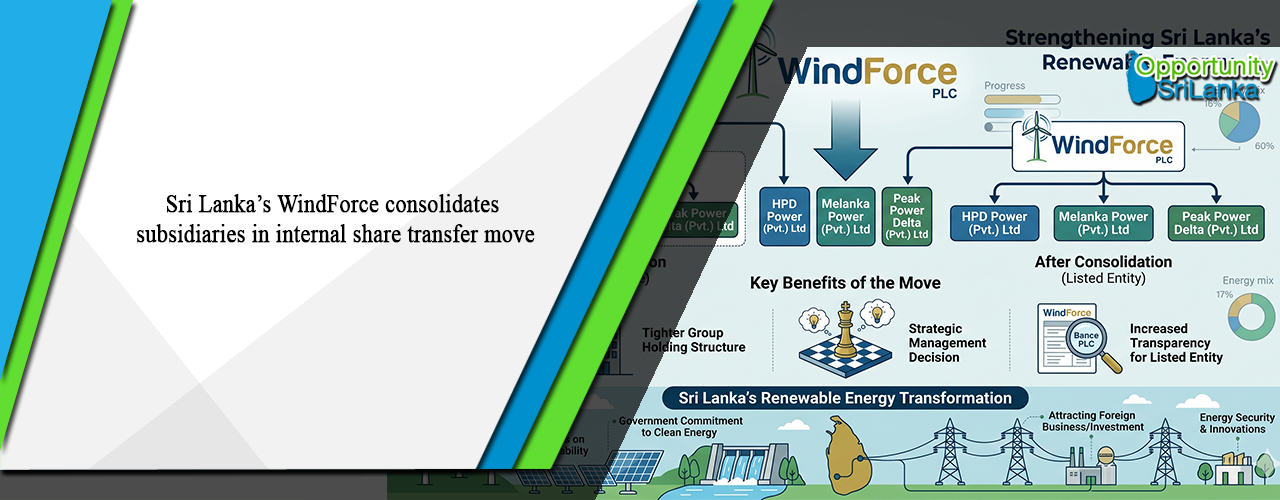 Sri Lanka’s WindForce consolidates subsidiaries in internal share transfer move