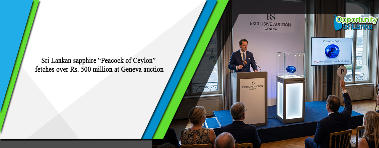 Sri Lankan sapphire “Peacock of Ceylon” fetches over Rs. 500 million at Geneva auction