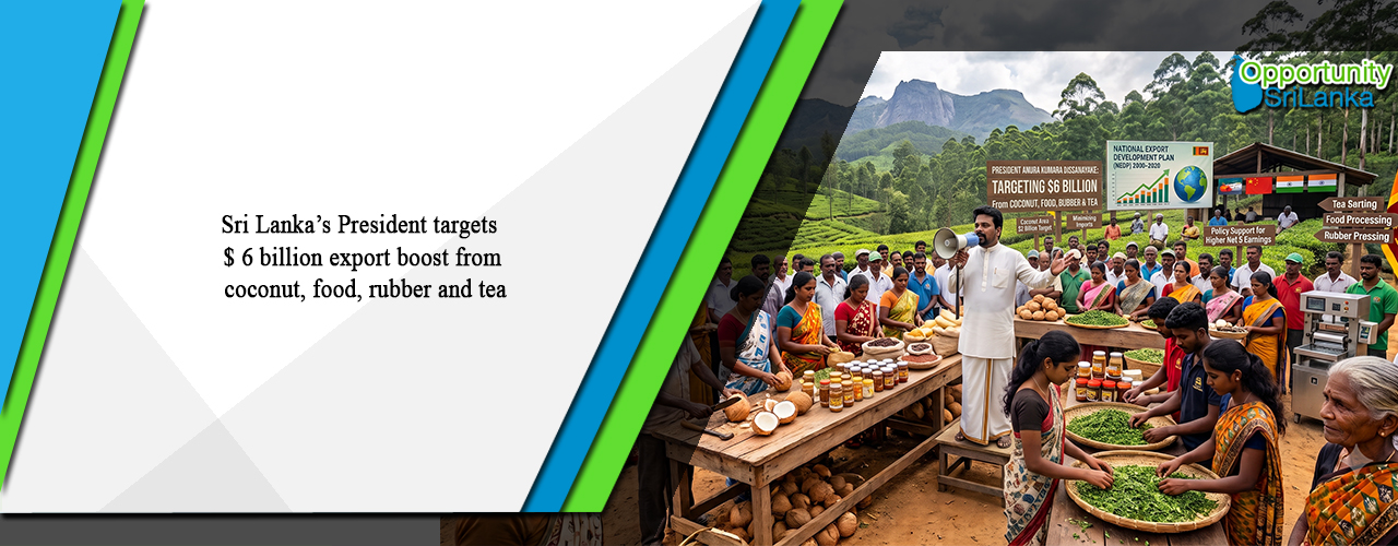 Sri Lanka’s President targets $ 6 billion export boost from coconut, food, rubber and tea